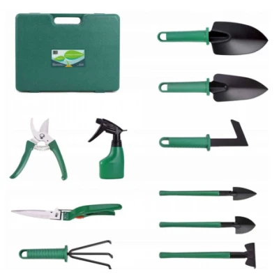 Trusa de gradinarit completa servieta platic VERDE 10 piese MX992 