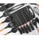 UB Set de 19 piese NEGRE ustensile de bucatarie cu tocator si suport depozitare inclus NEGRE