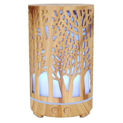 Umidificator aromaterapie ultrasunet model copac rezervor 200 ml 7 culori led lemn deschis