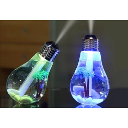 Umidificator de aer cu lampa LED - sub forma de bec cu palmier