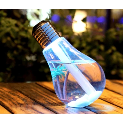 Umidificator de aer cu lampa LED - sub forma de bec cu palmier