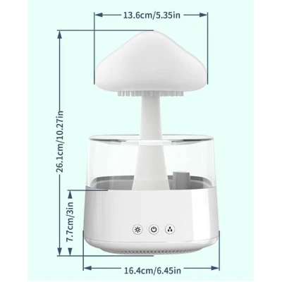 Umidificator stil CIUPERCA din ABS cu telecomanda 450 ml alb