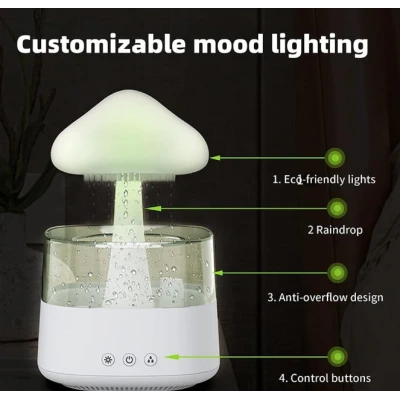 Umidificator stil CIUPERCA din ABS cu telecomanda 450 ml alb