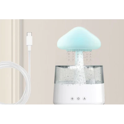 Umidificator stil CIUPERCA din ABS cu telecomanda 450 ml alb