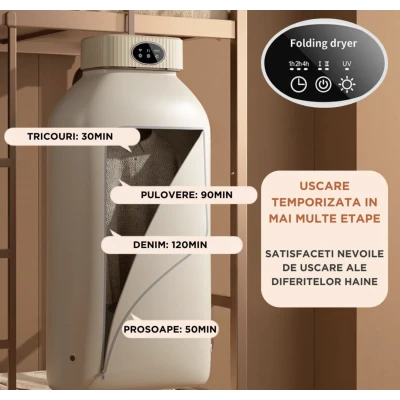 UB Uscator de rufe electric incorporabil 10Kg control touch screen pliabil protectie supraincalzire 2 BUTOANE
