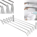 Uscator rufe din aluminiu retractabil cu prindere in perete si 5 bare
