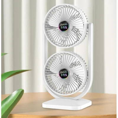 Ventilator de birou cu cap dublu silentios puternic reglabil cu 3 viteze