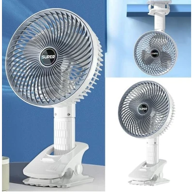 Ventilator de birou portabil cu clips reincarcabil silentios cu 3 viteze