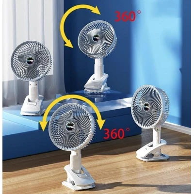 Ventilator de birou portabil cu clips reincarcabil silentios cu 3 viteze