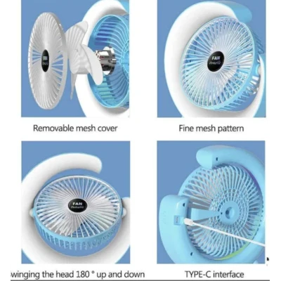 Ventilator de birou rotativ Andowl Q FS800 cu iluminare LED RGB