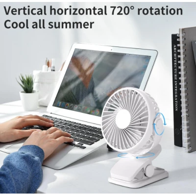 Ventilator portabil cu clip rotire 360 cu 3 viteze ultra silentios incarcare rapida Q T74