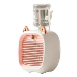 Ventilator portabil de birou cu incarcare USB si umidificare urechi pisica