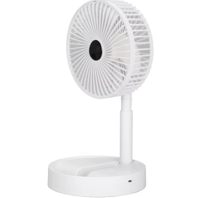 Ventilator portabil de masa cu incarcare prin USB cu 3 Trepte de viteza Alb