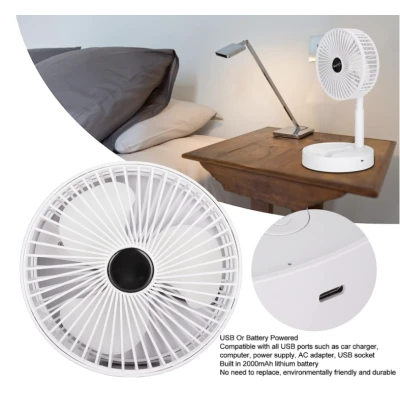 Ventilator portabil de masa cu incarcare prin USB cu 3 Trepte de viteza Alb