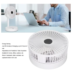 Ventilator portabil de masa cu incarcare prin USB cu 3 Trepte de viteza Alb