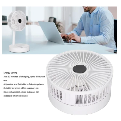 Ventilator portabil de masa cu incarcare prin USB cu 3 Trepte de viteza Alb