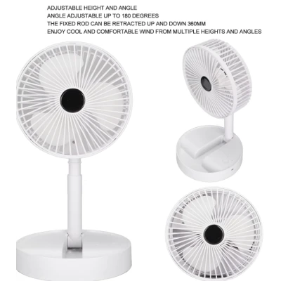 Ventilator portabil de masa cu incarcare prin USB cu 3 Trepte de viteza Alb