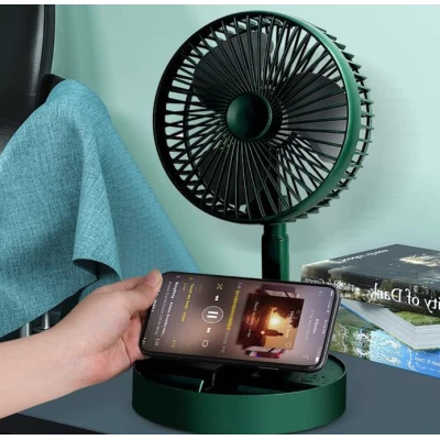 Ventilator portabil de masa cu incarcare prin USB cu 3 Trepte de viteza Alb