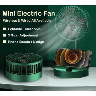 Ventilator portabil de masa cu incarcare prin USB cu 3 Trepte de viteza Verde