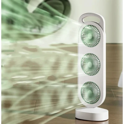 Ventilator puternic de birou reincarcabil cu design Triplu acumulator reincarcabil