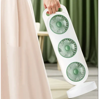 Ventilator puternic de birou reincarcabil cu design Triplu acumulator reincarcabil