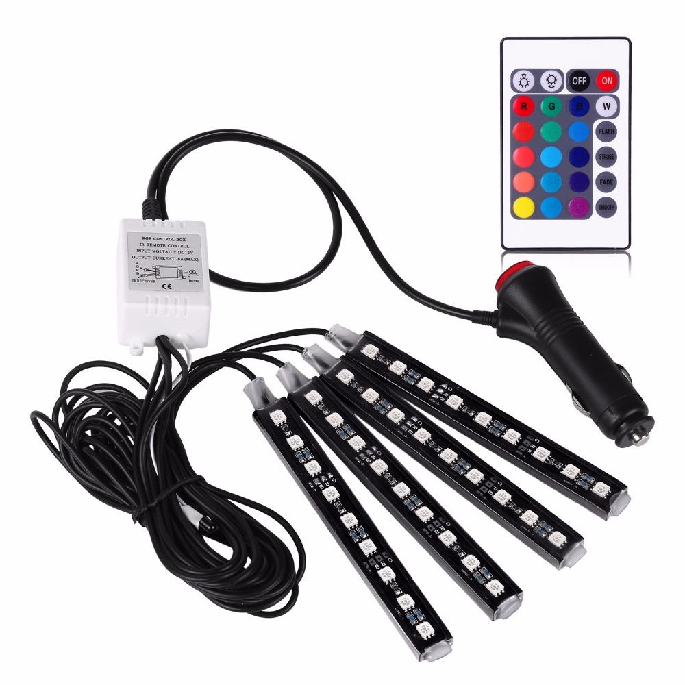 Benzi Led Auto Ambientale 9 Led 8 Culori Telecomanda