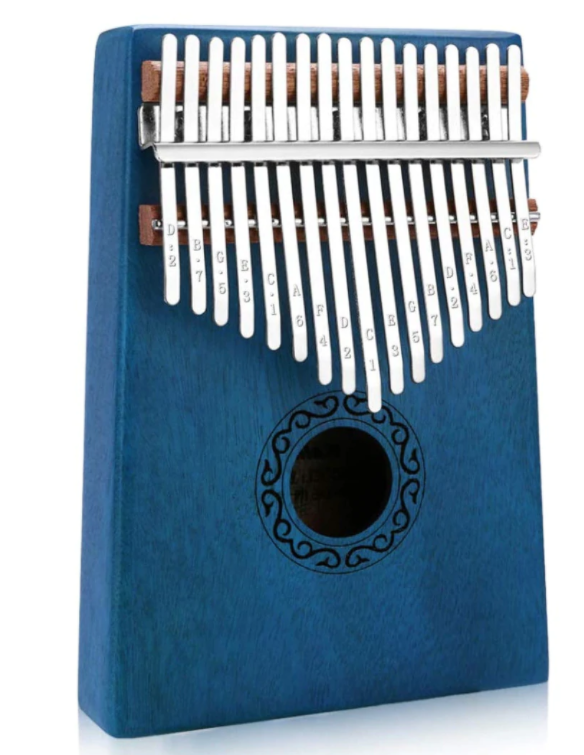 Kalimba 101 Instrument muzical ALBASTRU din lemn 17 note