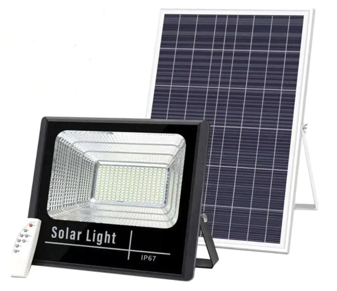 Proiector 300W LED DIMABIL cu Panou Solar INDIVIDUAL si Telecomanda