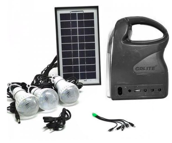 Kit solar GDLITE GD-7 PREMIUM 3 becuri, lanterna inclusa + usb incarcare XL