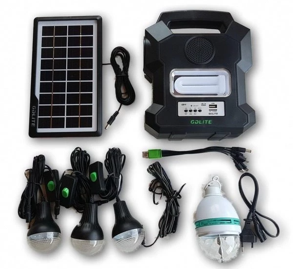 Kit solar portabil Gdlite GD-1000A USB bluetooth radio FM MP3 4 becuri incluse