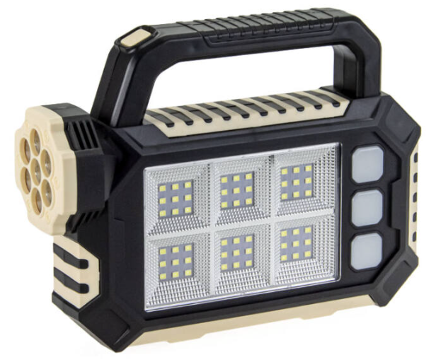 Lanterna solara HS-8029-7-A multifunctionala cu 3 surse de lumina: 7 LED-uri SMD in fata, 54 LED-uri SMS pe lateral, 3 mini panouri LED-uri...