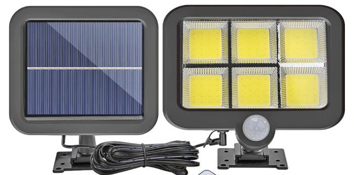 Lampa solara de perete Sl F120 6 x COB LED putere 25W 5000K cu panou solar senzor miscare Neagra