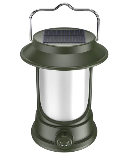 UB Lampa Solara Retro Camping LY17 Verde cu Maner Reincarcabila