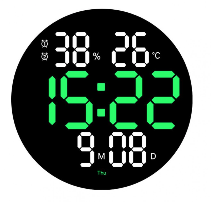 Ceas de perete electronic RD A329 afisaj VERDE temperatura umiditate data