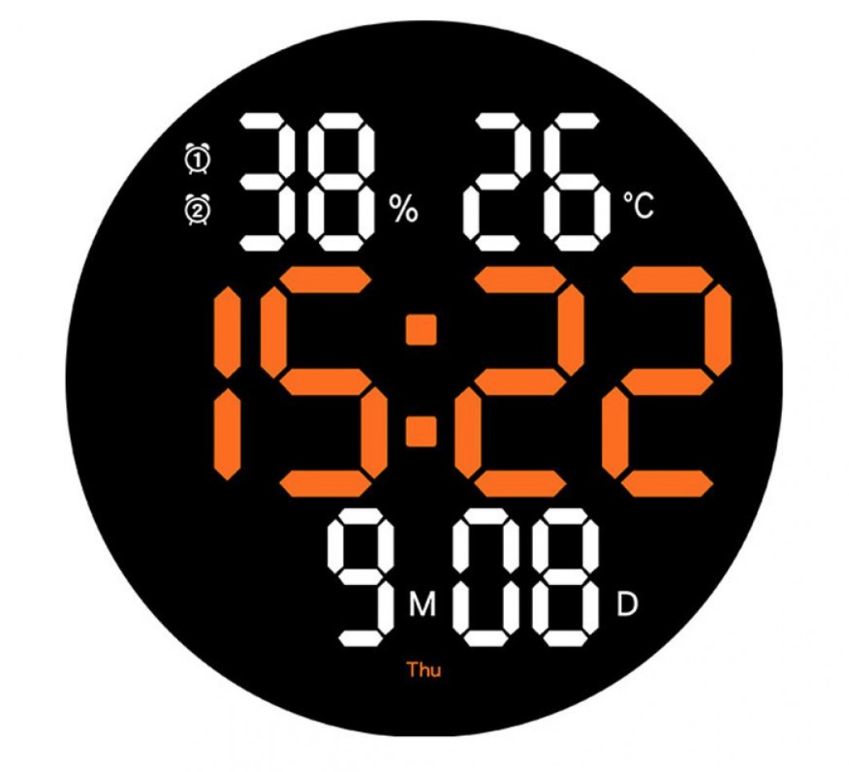 Ceas de perete electronic RD A330 afisaj PORTOCALIU temperatura umiditate data