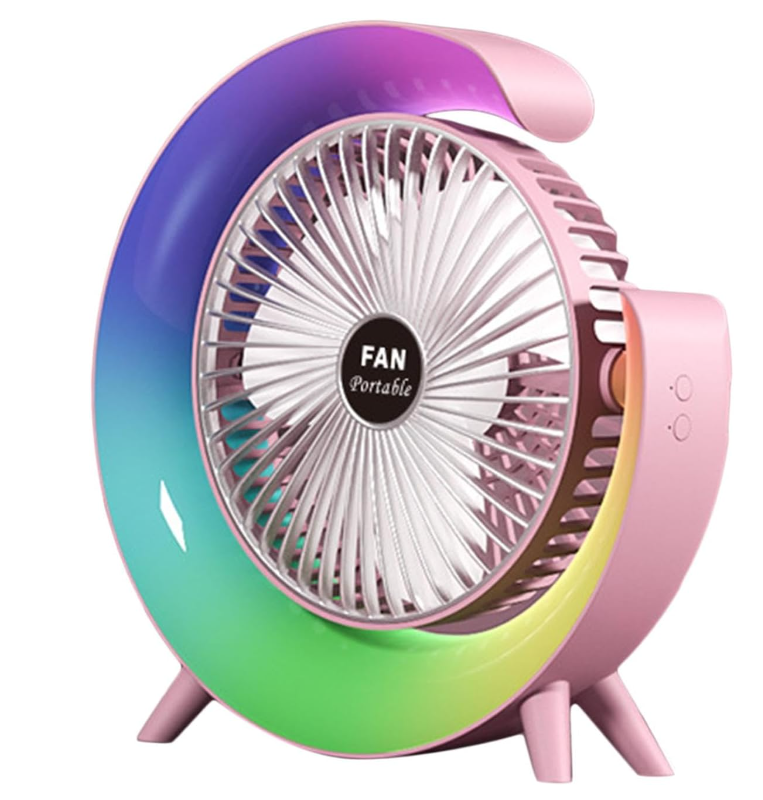 Mini ventilator de birou rotund cu LED RGB