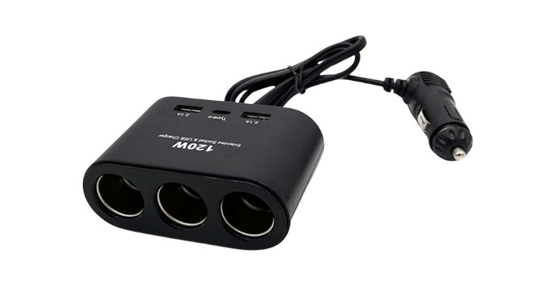 Priza auto 3 cai si USB 120W Olesson 1653