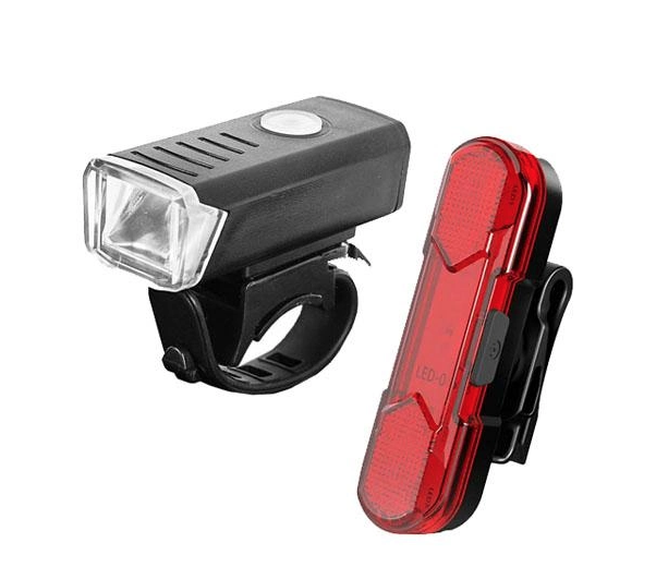 Set lanterna far stop led usb bicicleta HY027