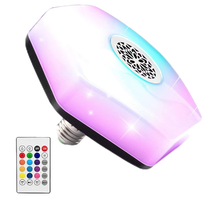 Bec smart XY 730 cu difuzor telecomanda conectare Bluetooth 12 culori LED