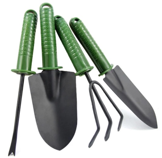 Set 4 unelte pentru gradinarit cu maner verde