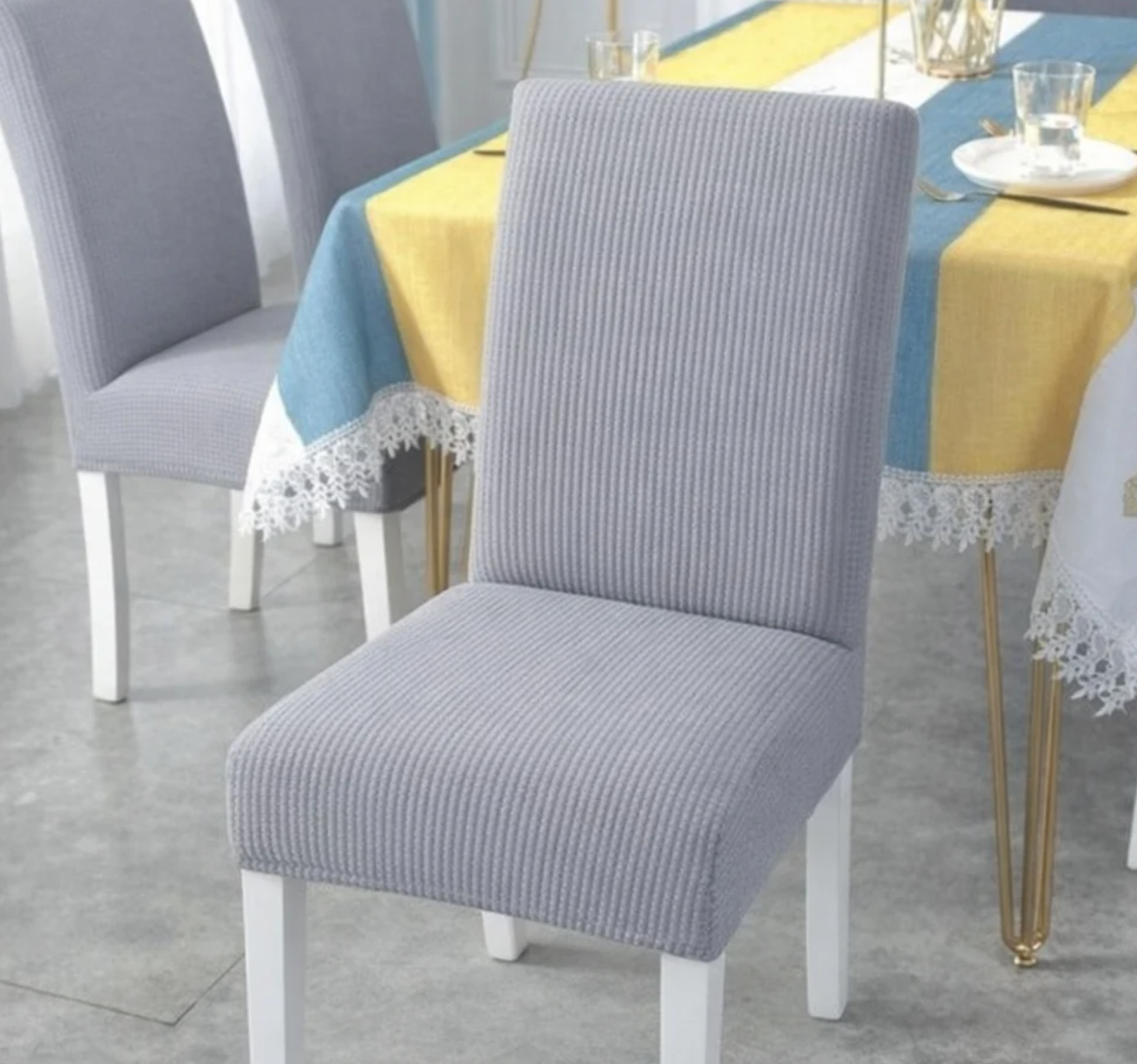 UB Set 6 huse pentru scaun cu centura elastica GRI DESCHIS