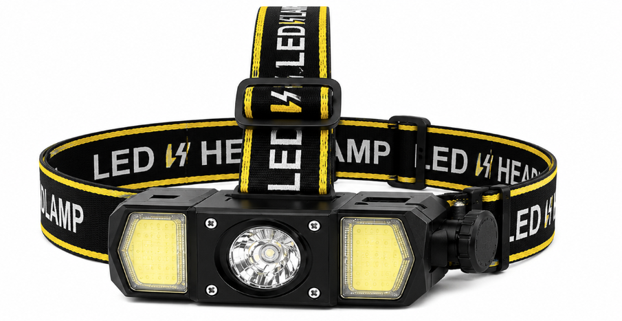 Lanterna de cap LED CB T146 reincarcabila USB Type C 3 moduri de Iluminare LED central + COB laterale