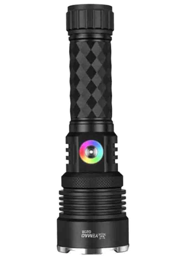 Lanterna de mana LED YEMAO YM G238 TG de 50W cu Zoom Reglabil  LED RGB Corp din Aluminiu