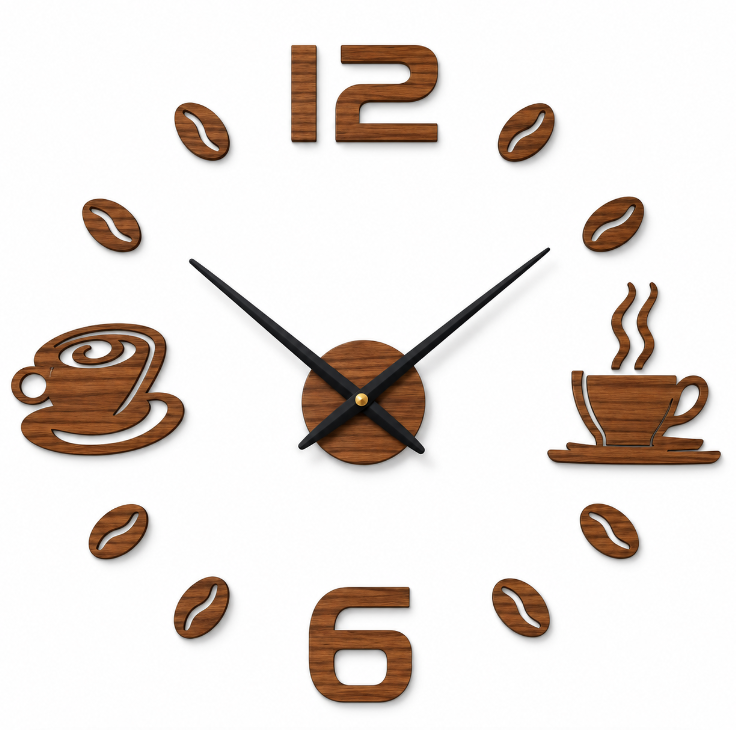 Ceas de Perete DIY cu tematica Cafea ZH174820 cifre autoadezive design fara rama decorativ