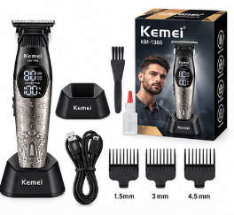 Aparat de Tuns Profesional Kemei KM 1365 de 8000 RPM 1200mAh display LED 2 viteze