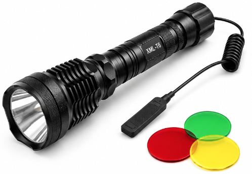 Lanterna de mana LED XM L T6 BL Q2800 cu Filtre Colorate Zoom si Acumulatori 18650