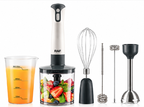 Blender vertical multifunctional RAF R340 5 in 1 de 2000W cu 2 viteze tocator 500 ml tel spumator lapte