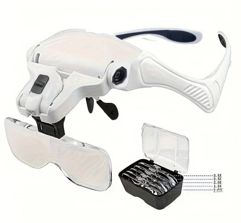 Ochelari cu 5 LUPE 2 LED 9892B2 Incarcare USB 1.5 - 3.5x